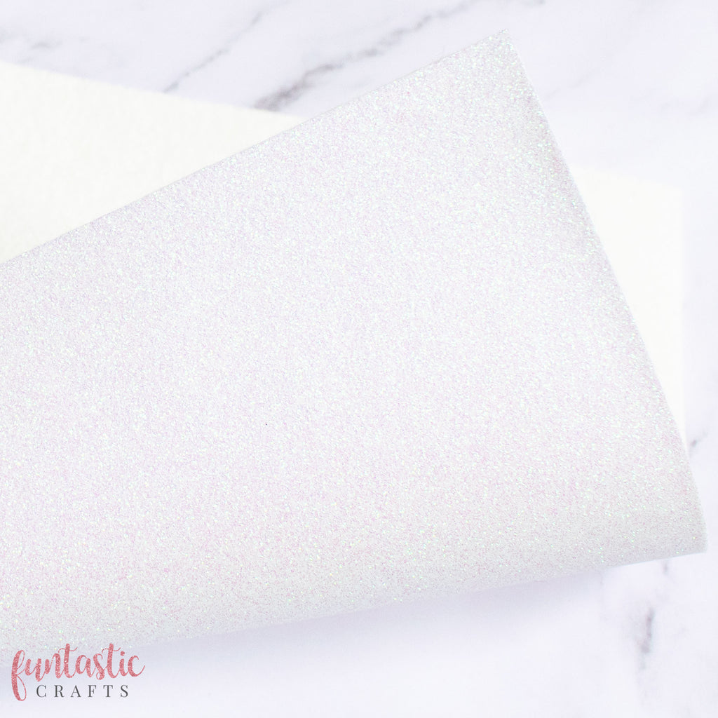 Iridescent White Glitter Felt Sheet