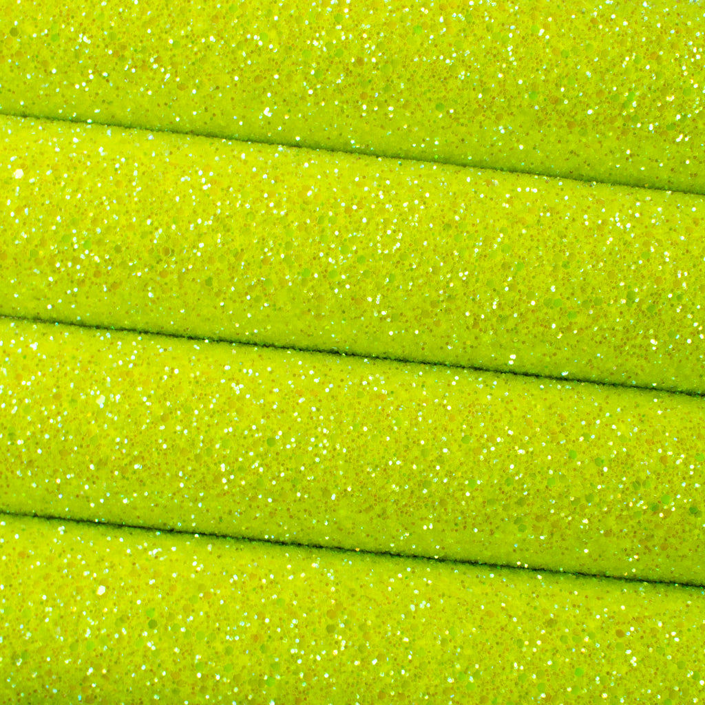 Neon Yellow Iridescent Frosted Chunky Glitter Fabric