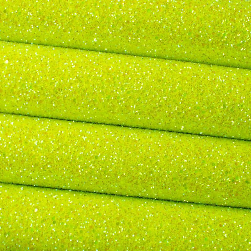 Neon Yellow Iridescent Frosted Chunky Glitter Fabric