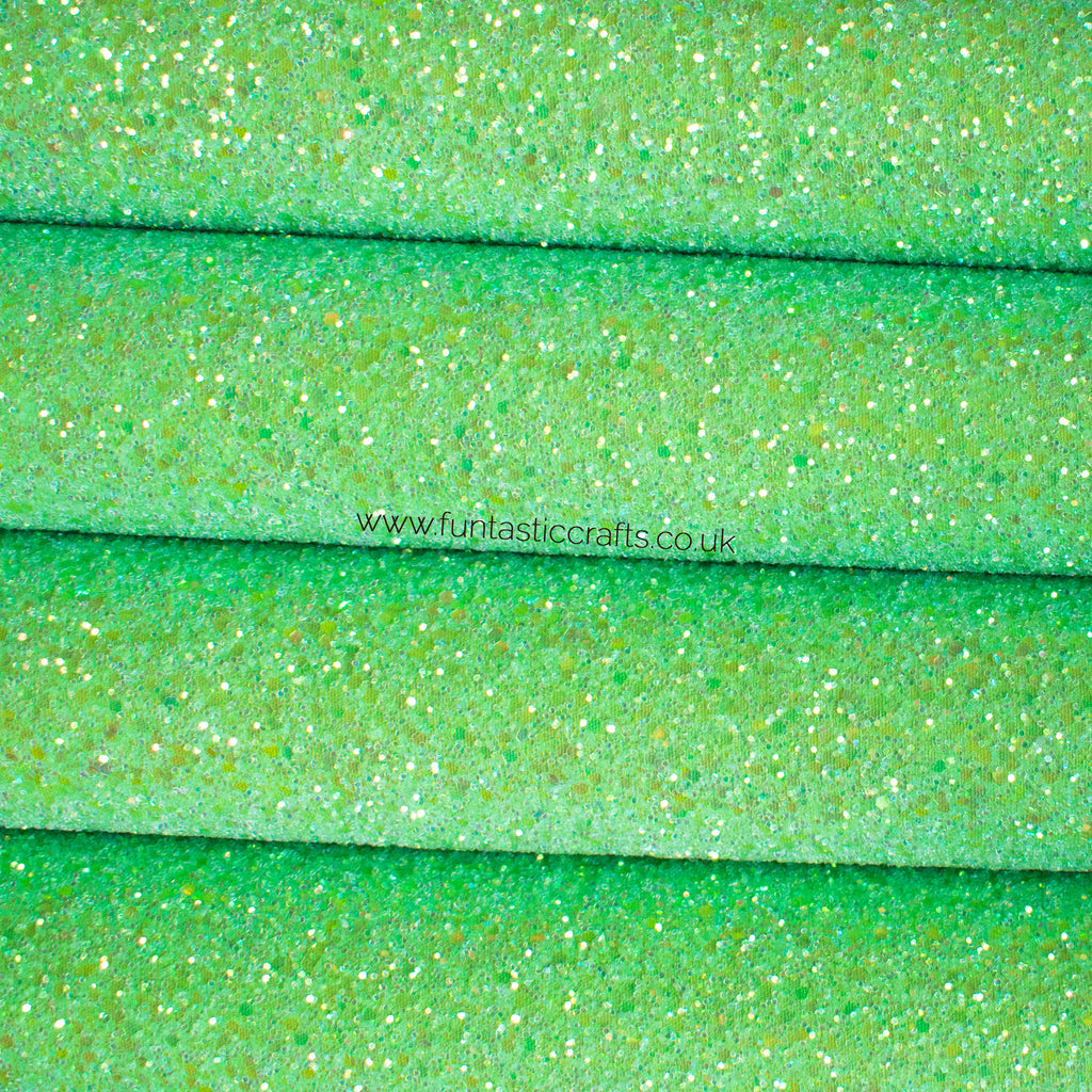 Iridescent Apple Green Chunky Glitter Fabric