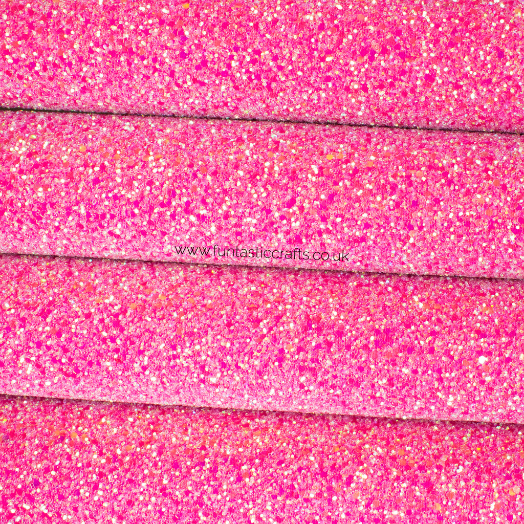 Iridescent Sherbet Pink Chunky Glitter Fabric