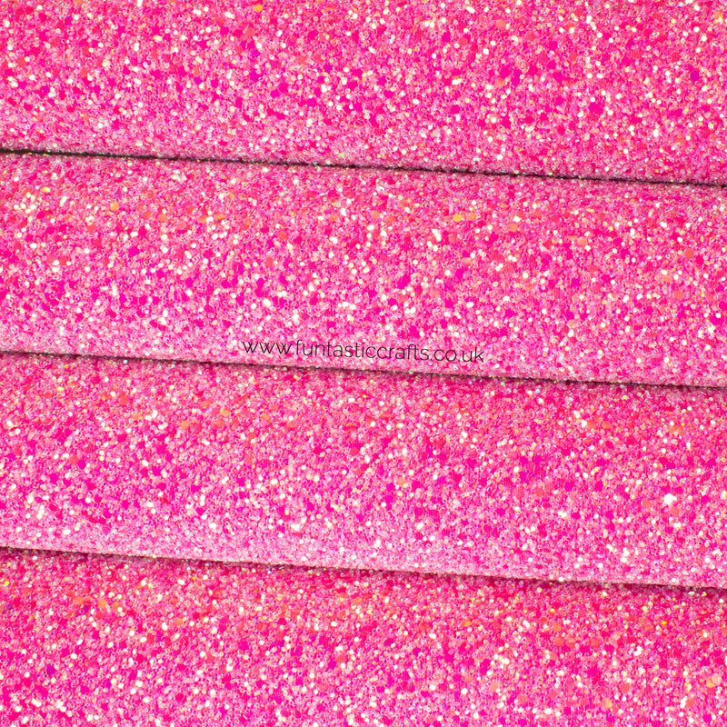Iridescent Sherbet Pink Chunky Glitter Fabric