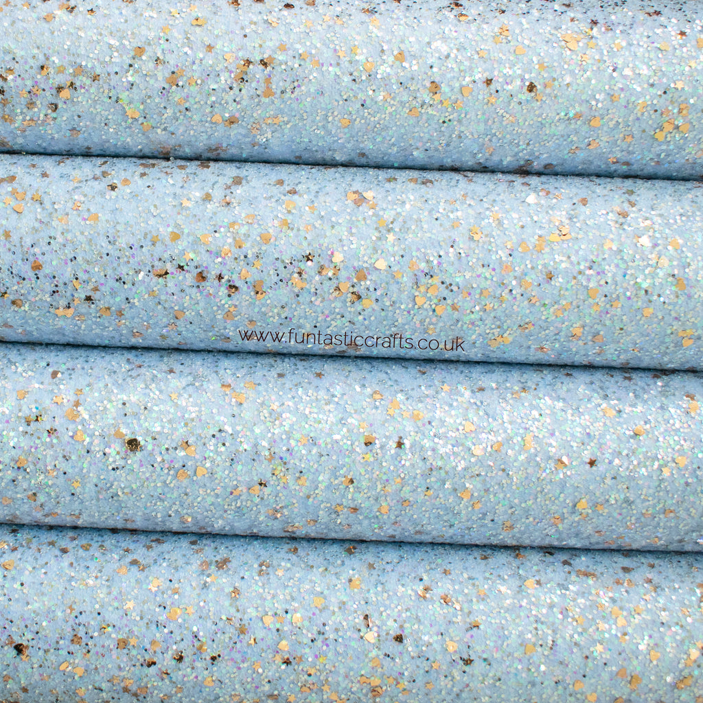 Blue Pretty Pastels Chunky Glitter Fabric
