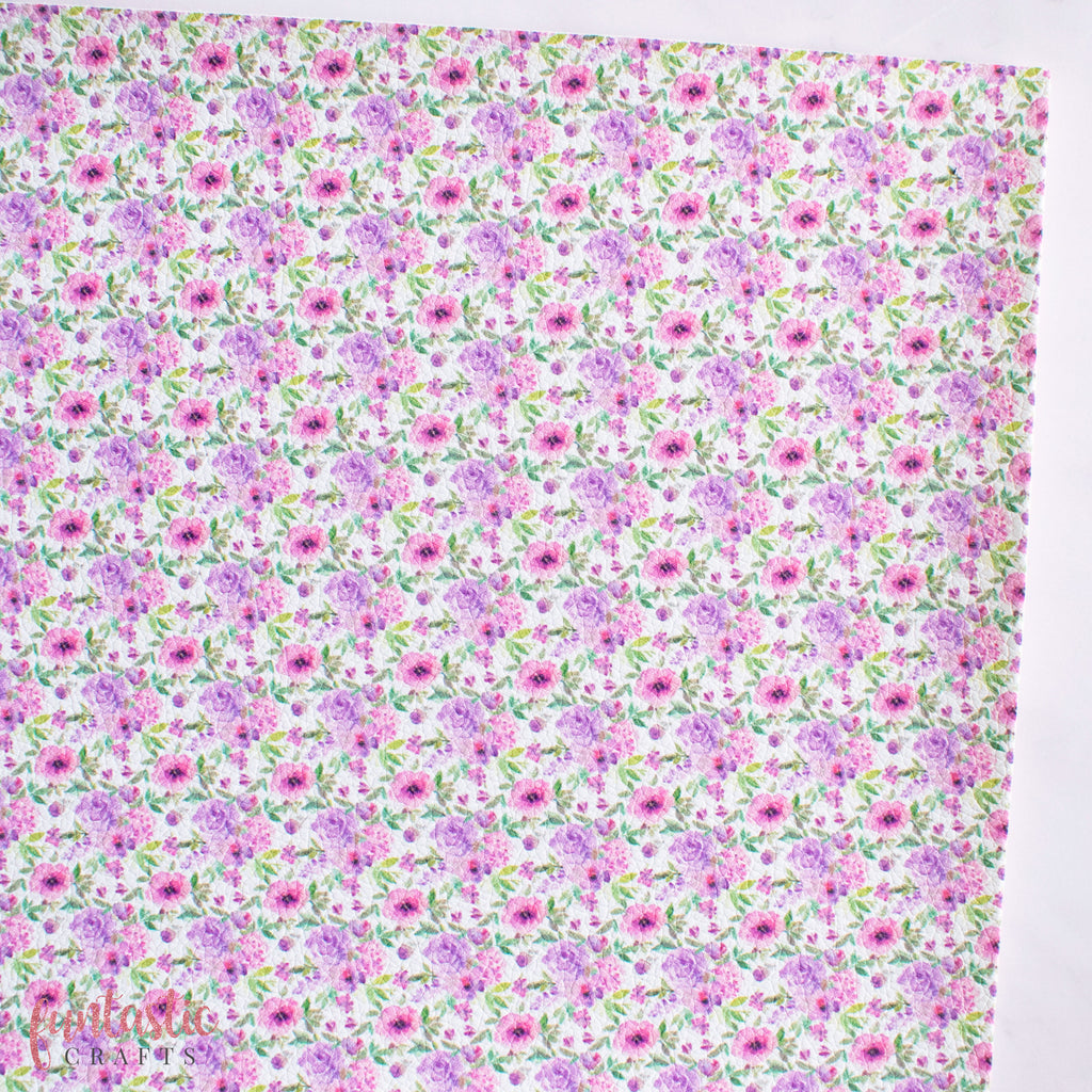 Tiny Lilac Floral Printed Leatherette