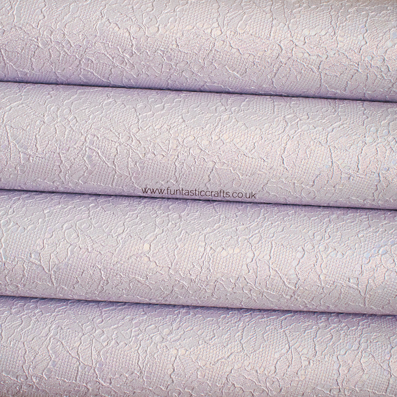 Lilac Pastel Holographic Lace Leatherette Fabric