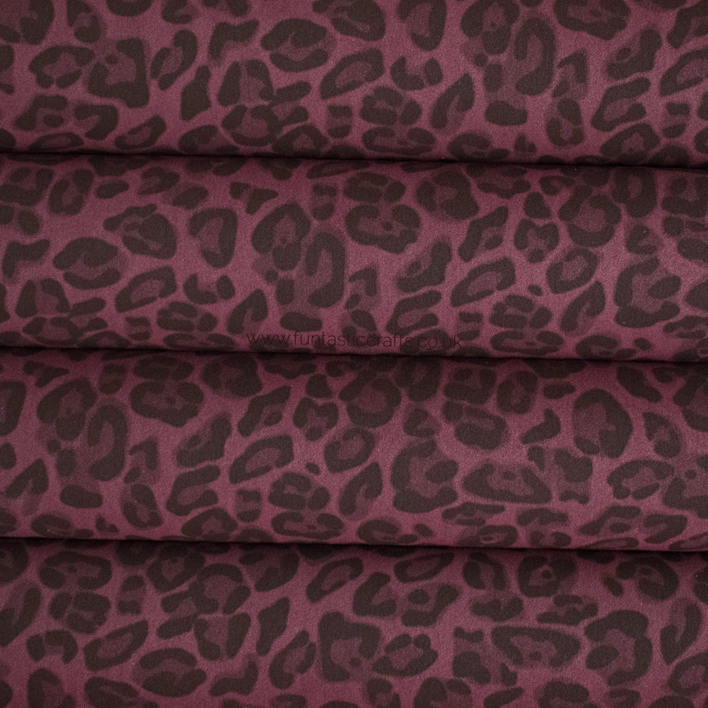 Mulberry Leopard Print Faux Suede Fabric