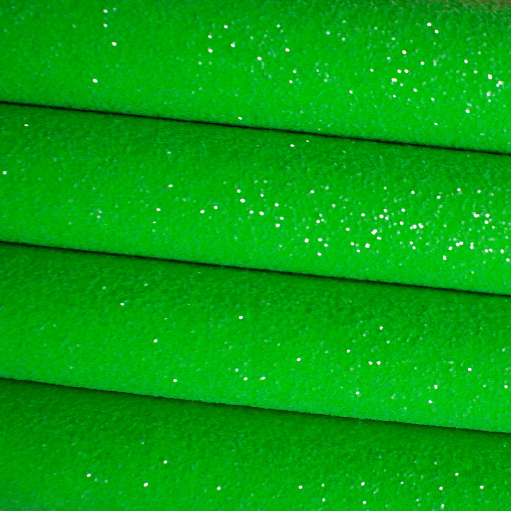 Neon Green Sugar Frosted Chunky Glitter Fabric
