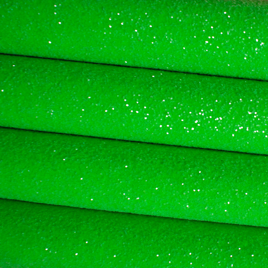 Neon Green Sugar Frosted Chunky Glitter Fabric