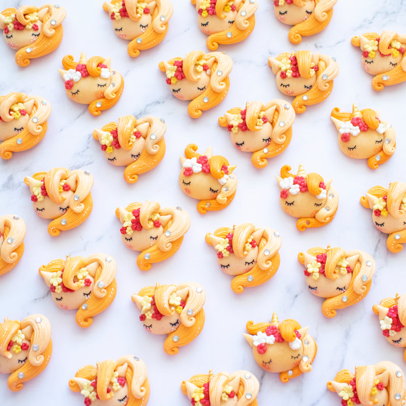 Orange Sleepy Unicorns - Handmade Flat Back Clay Embellishments