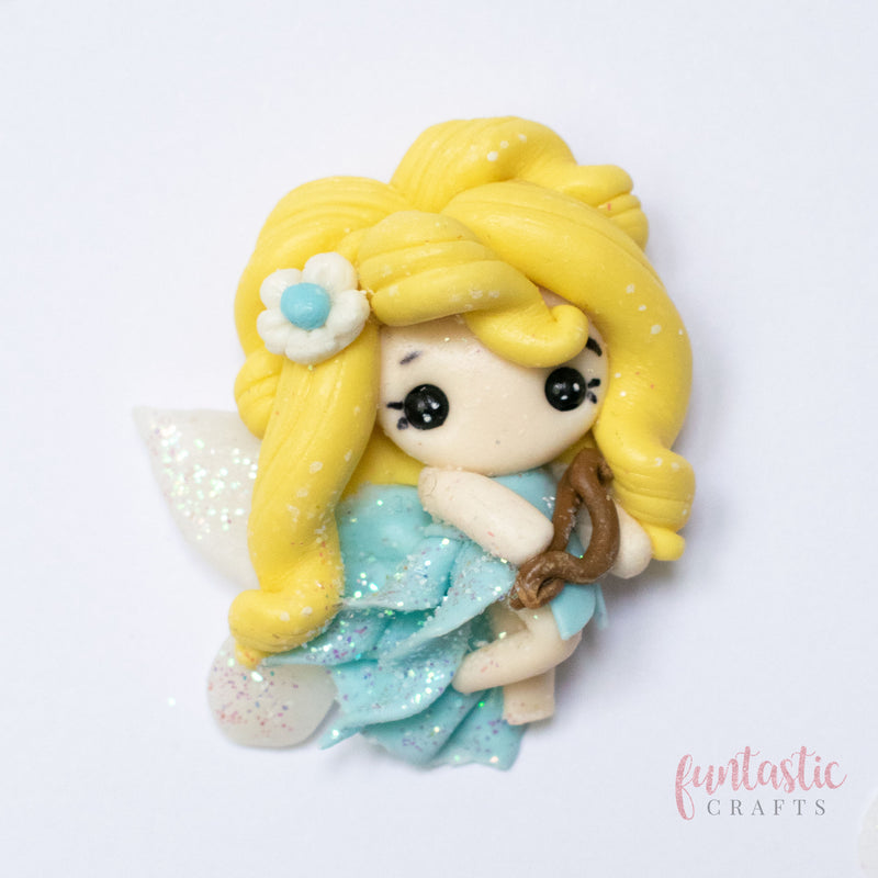 Handmade Flat Back Clay Embellishments - Fairy Princess (Light Blue)