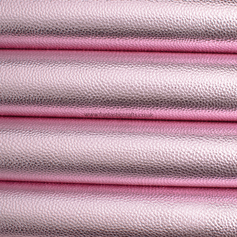 New Pale Rose Textured Metallic Leatherette Fabric