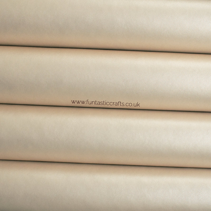 Pale Gold Smooth Pearl Metallic Leatherette