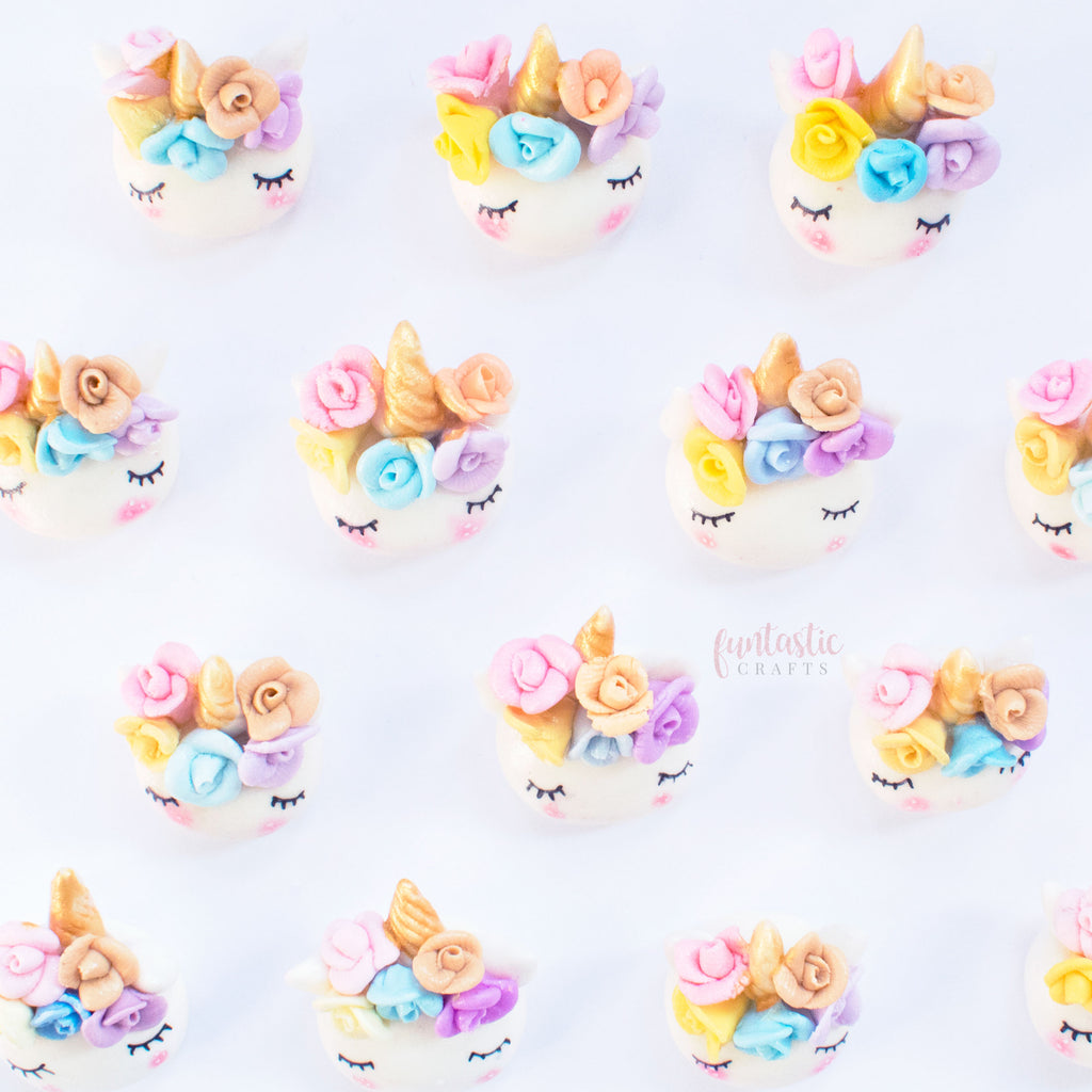 Pastel Rainbow Sleepy Unicorns - Handmade Flat Back Clay Embellishments