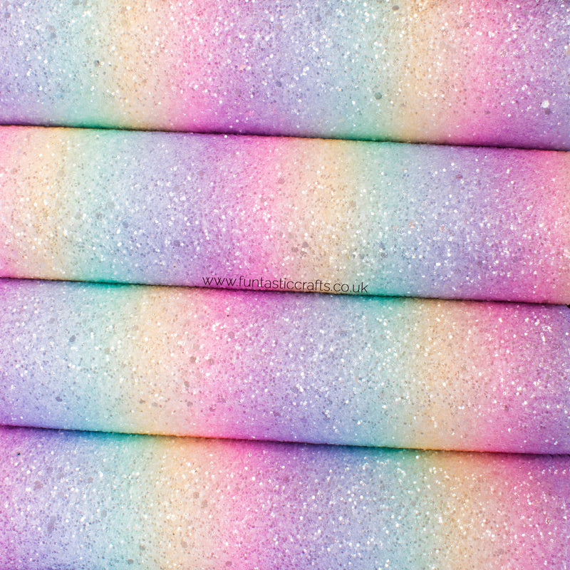 Pastel Rainbow Frosted Chunky Glitter Fabric