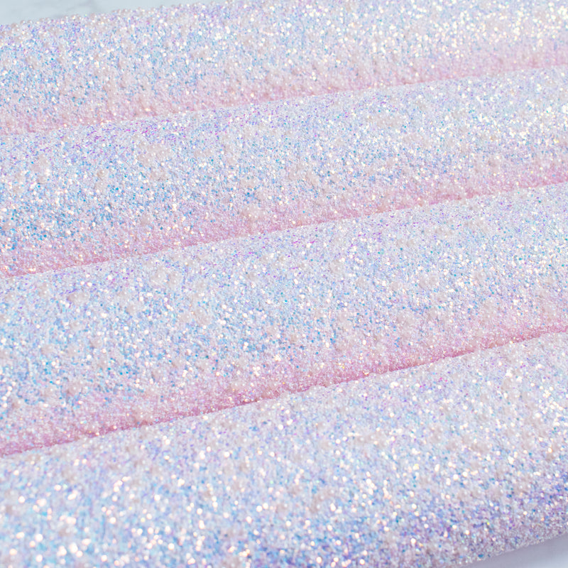 Pink Pastel Pearls Chunky Glitter Fabric