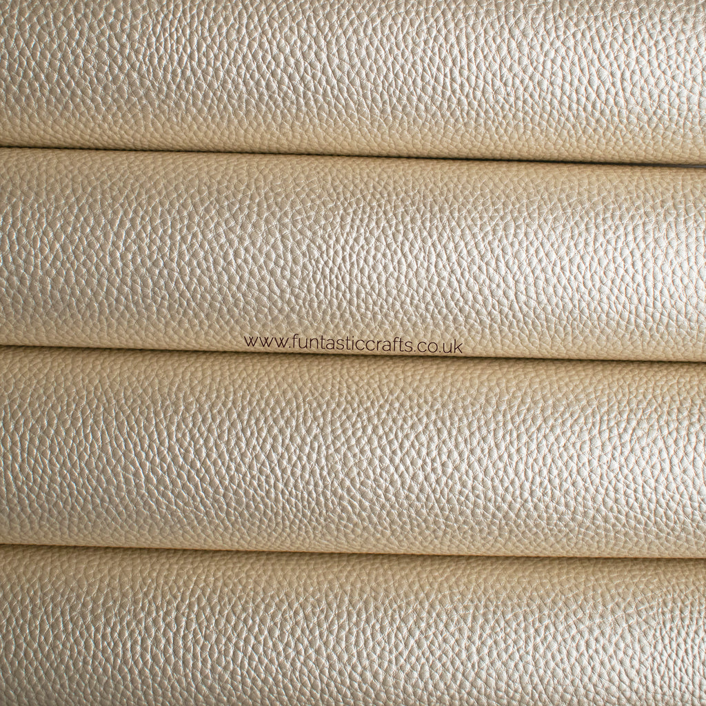 Pearl Champagne Gold Metallic Textured Leatherette