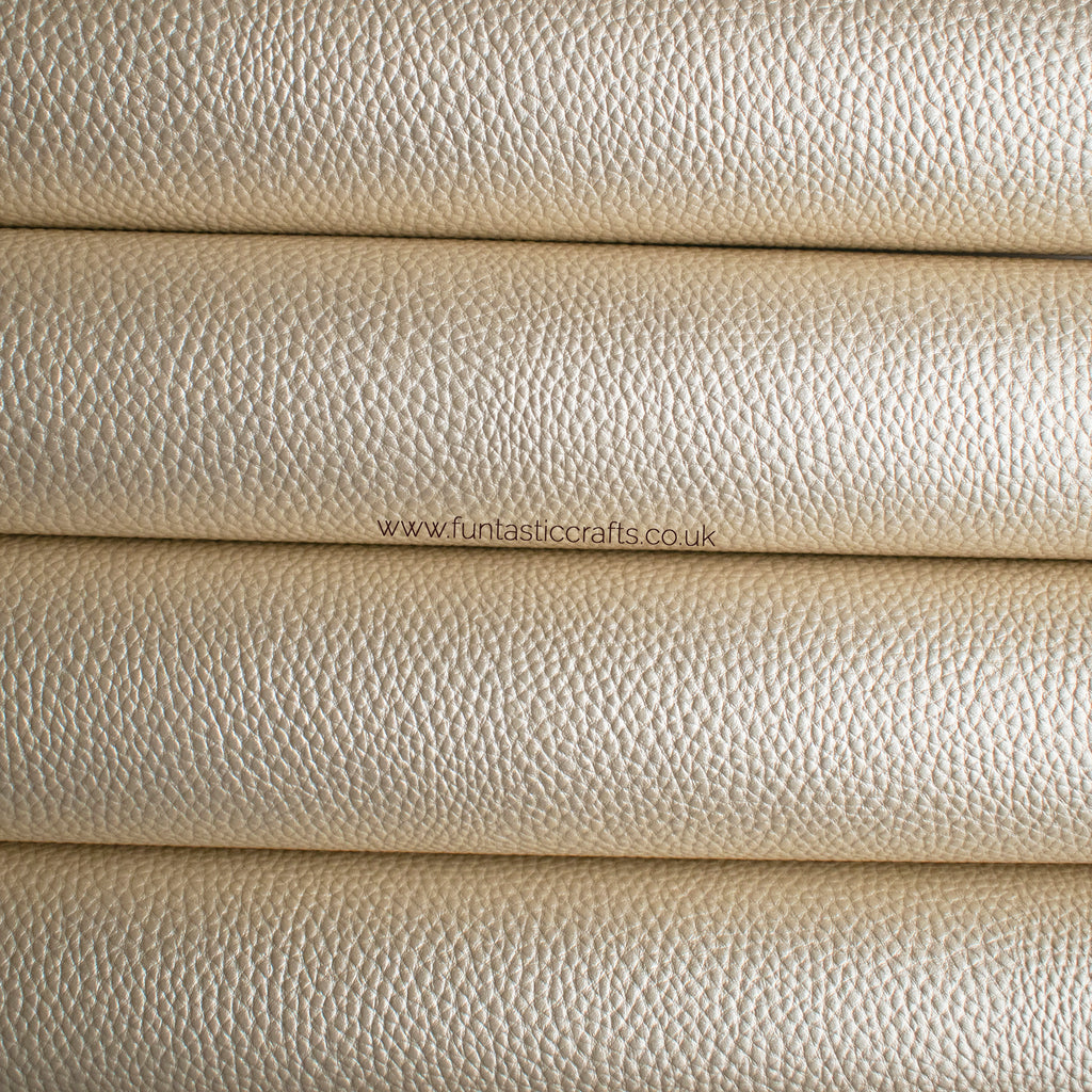 Pearl Champagne Gold Metallic Textured Leatherette