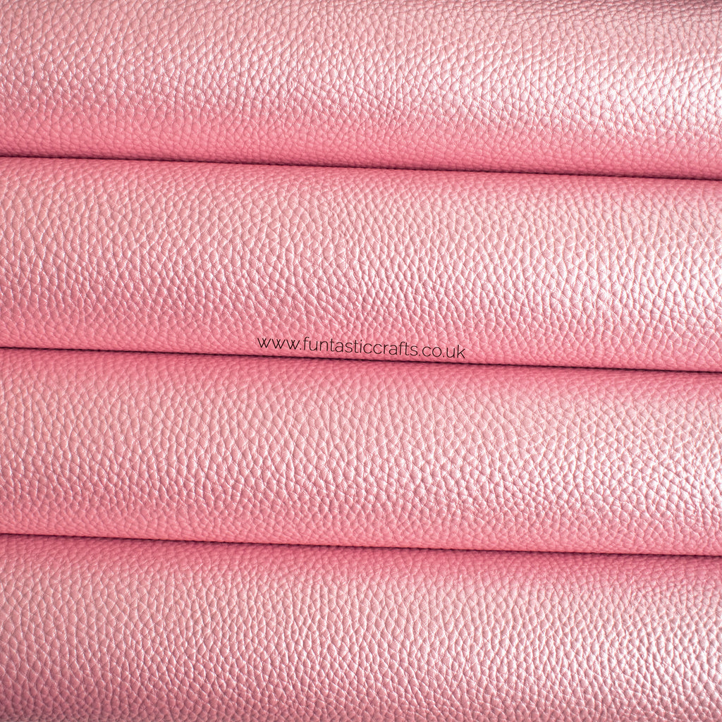 Pearl Pink Metallic Textured Leatherette