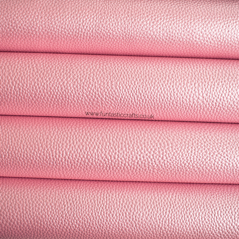 Pearl Pink Metallic Textured Leatherette