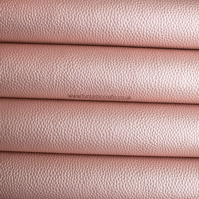 Pearl Rose Gold Metallic Textured Leatherette