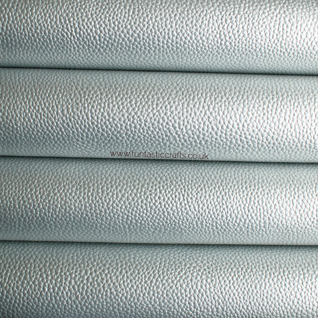 Pearl Silver Metallic Textured Leatherette