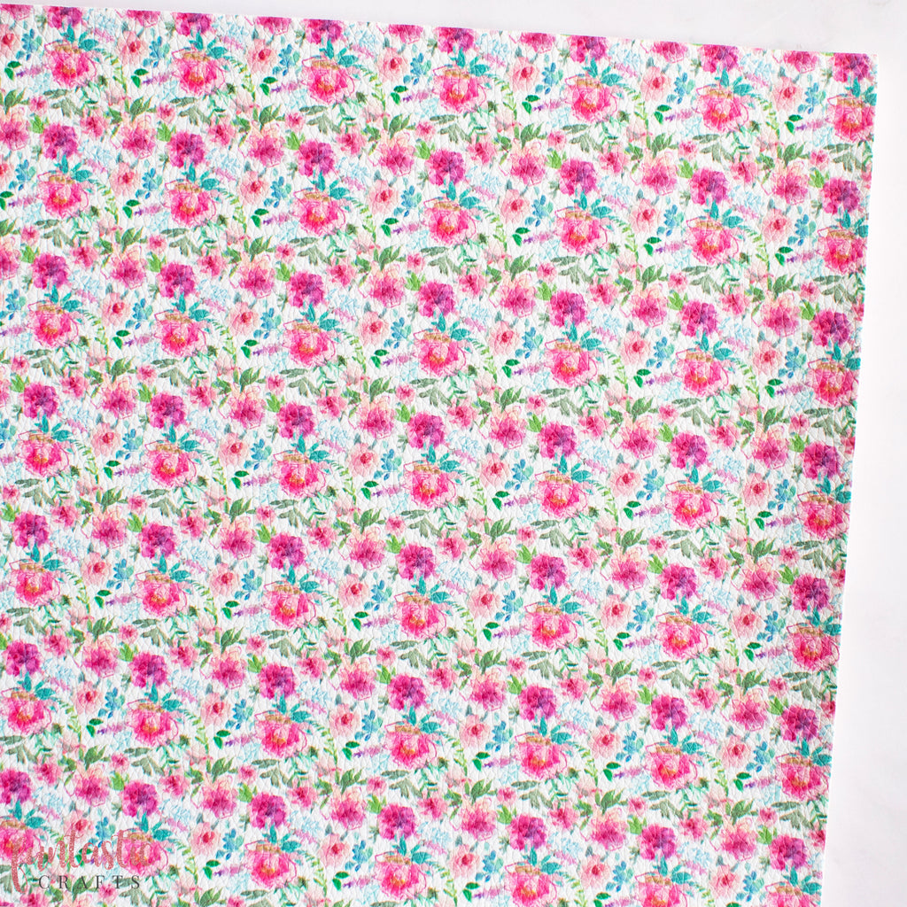 Pink Abstract Floral Printed Leatherette