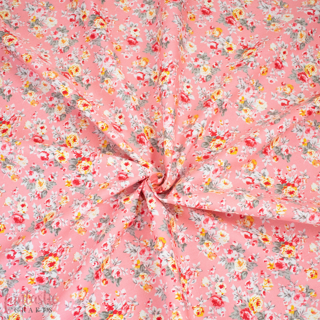 Pink Bella Floral - 100% Cotton Fabric by Rose and Hubble