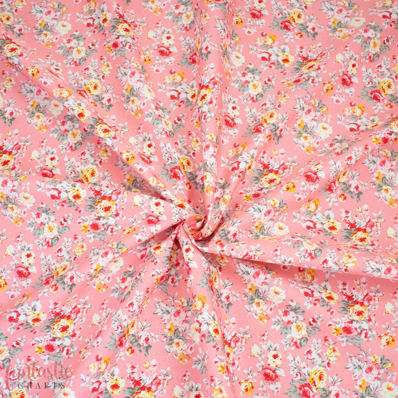 Pink Bella Floral - 100% Cotton Fabric by Rose and Hubble