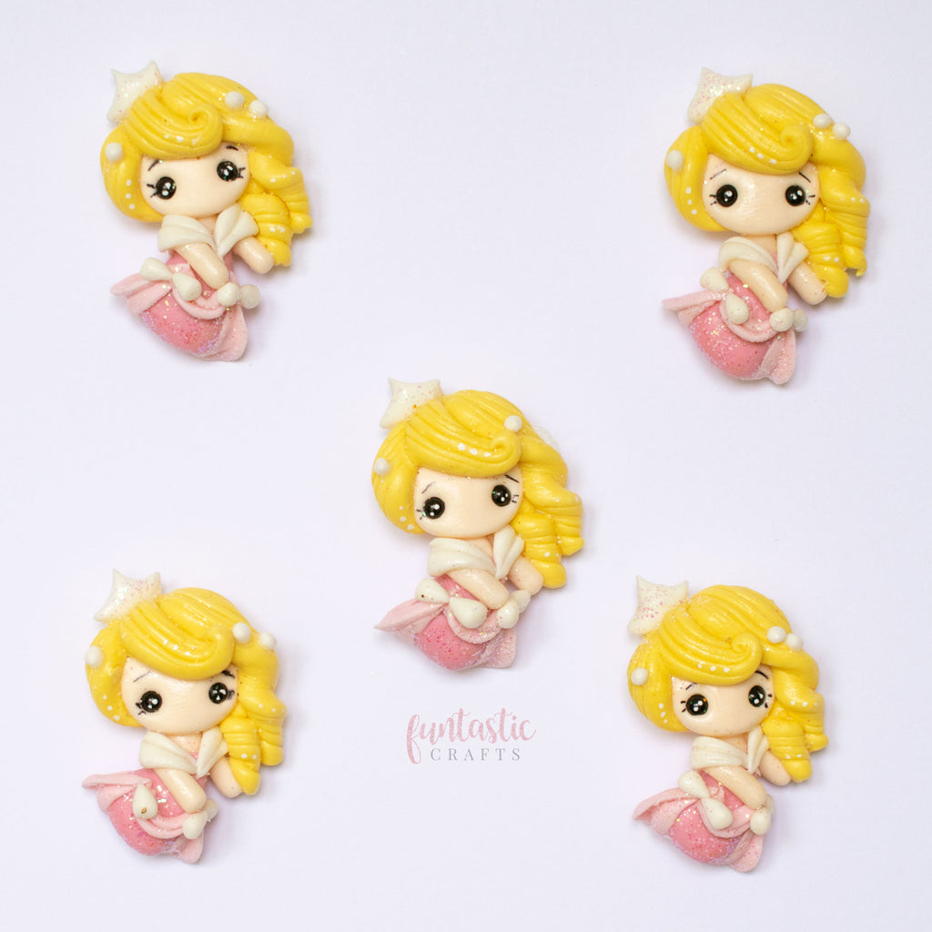 Handmade Flat Back Clay Embellishments - Pink Dancing Princess