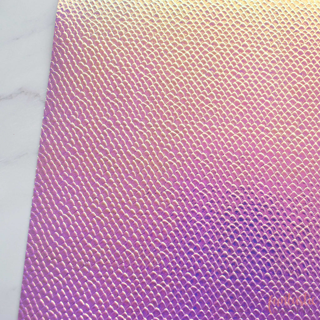 Iridescent Pink Dragon Skin Textured Leatherette Fabric