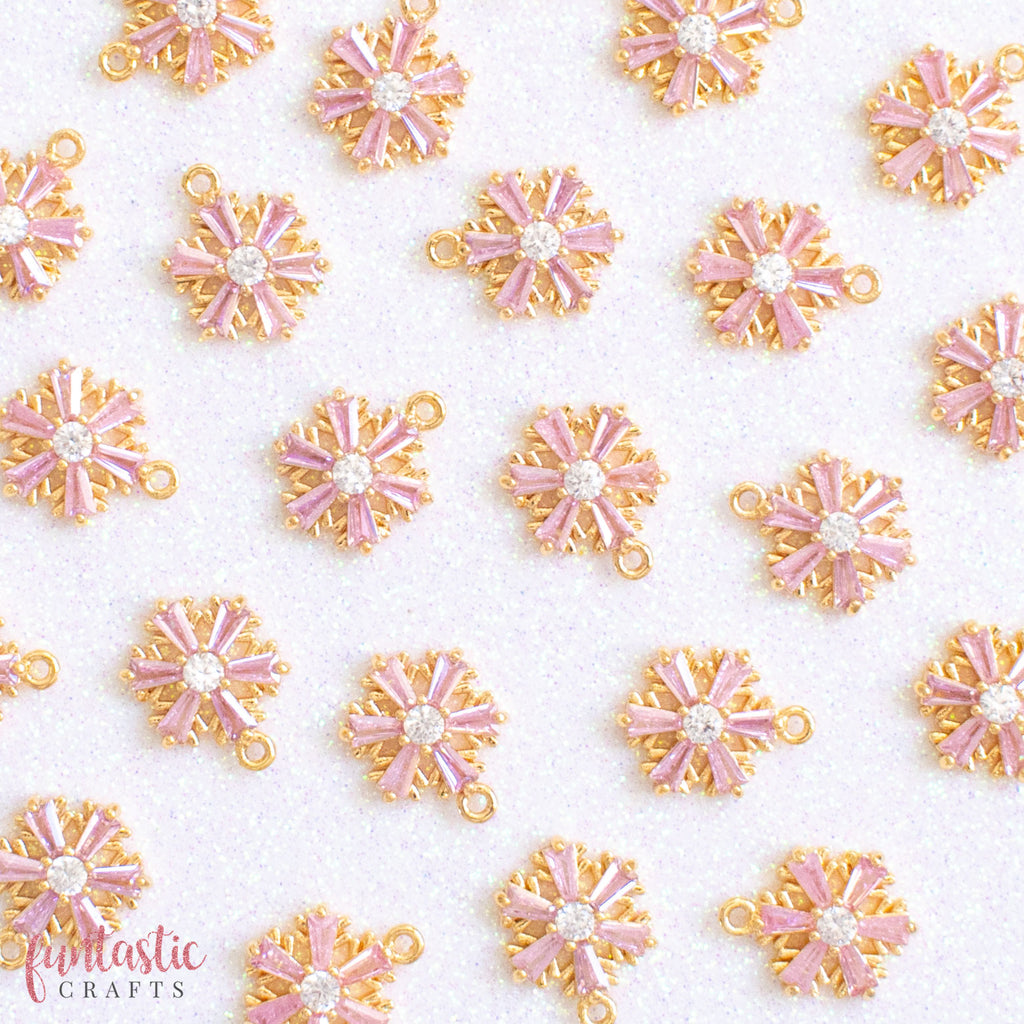 Pretty Pink Luxe Snowflake Jewel Charms