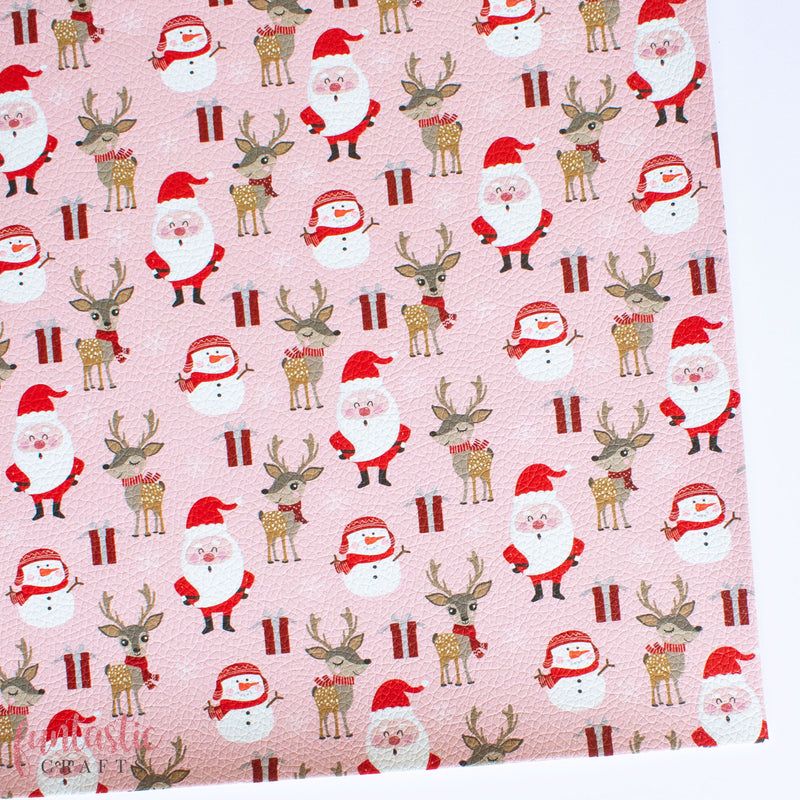 Pink Christmas Printed Leatherette