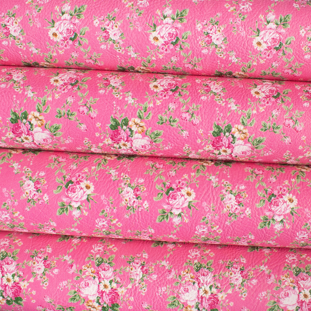 Pink Floral Bouquets Printed Leatherette