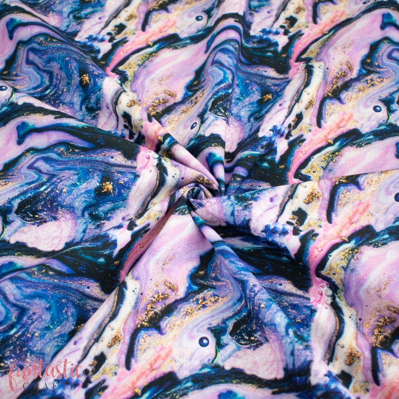 Purple and Gold Glitter Effect 100% Cotton Fabric