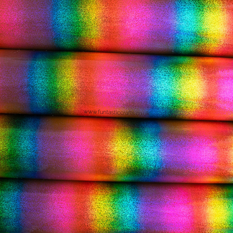 Holographic Rainbow Glitter Dust Leatherette Fabric