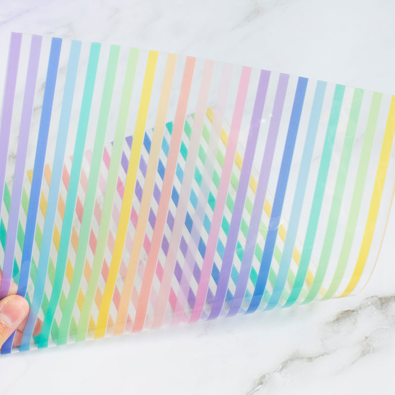 Bright Rainbow Stripe Transparent Clear TPU Fabric