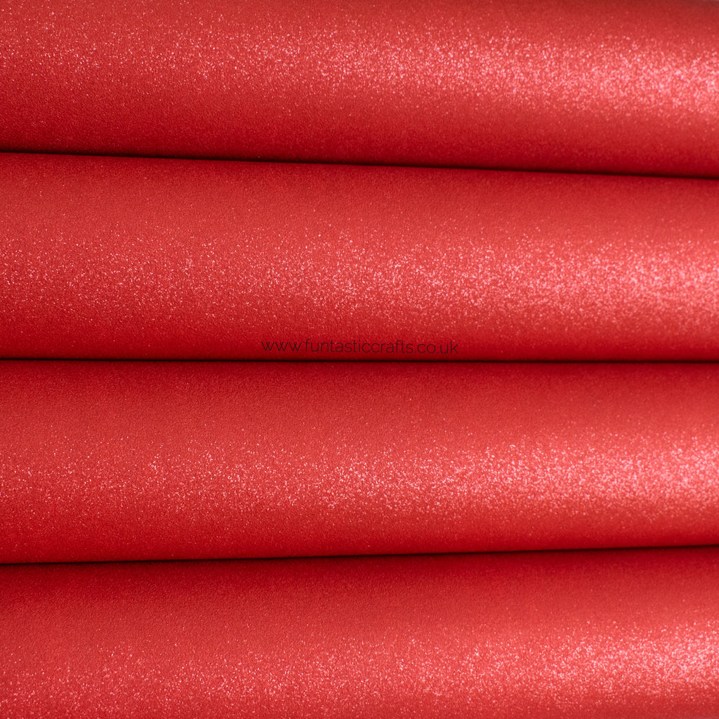 Festive Red Glitter Faux Suede Fabric