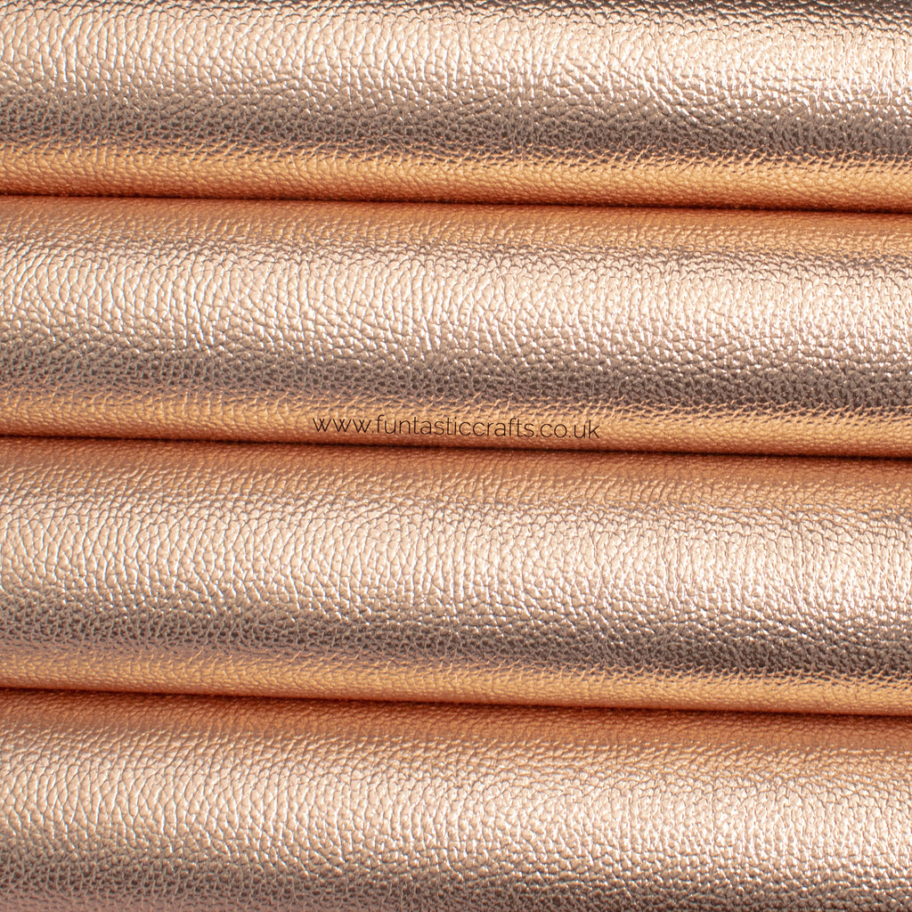 New Rose Gold Textured Metallic Leatherette Fabric