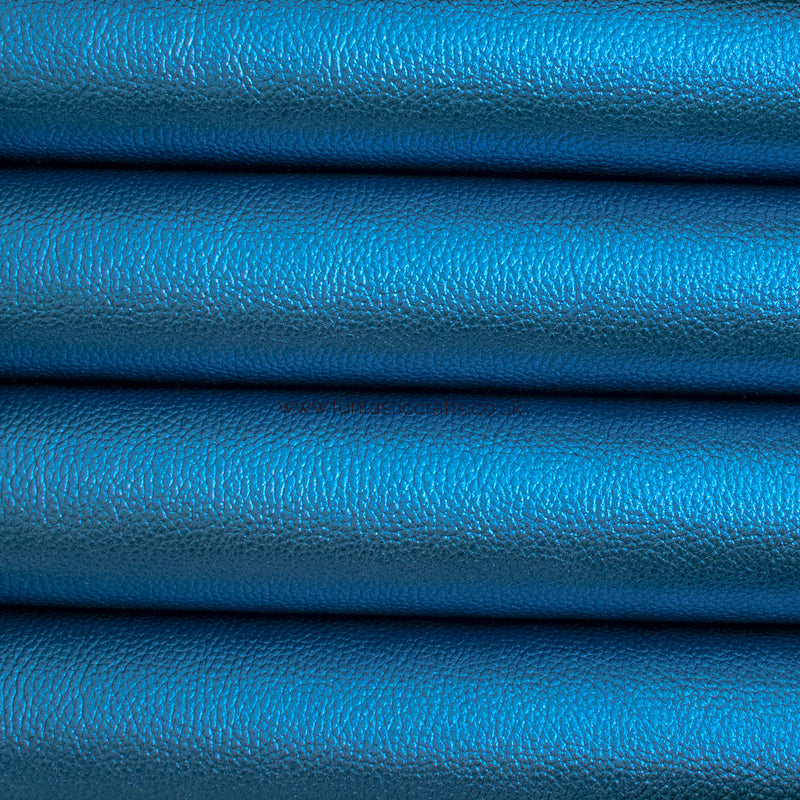 New Royal Blue Textured Metallic Leatherette Fabric