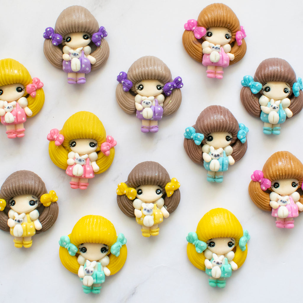 Handmade Flat Back Clay Embellishments - School Girls