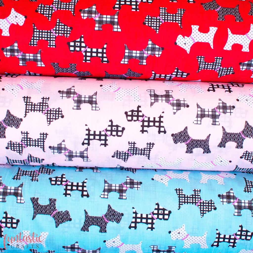 Cute Scottie Dogs Polycotton Fabric