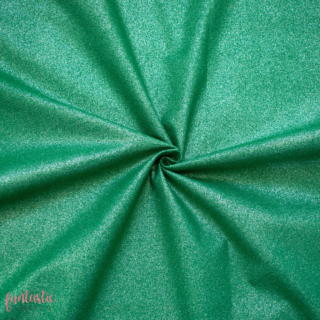Green with Silver Glitter 100% Cotton Christmas Fabric
