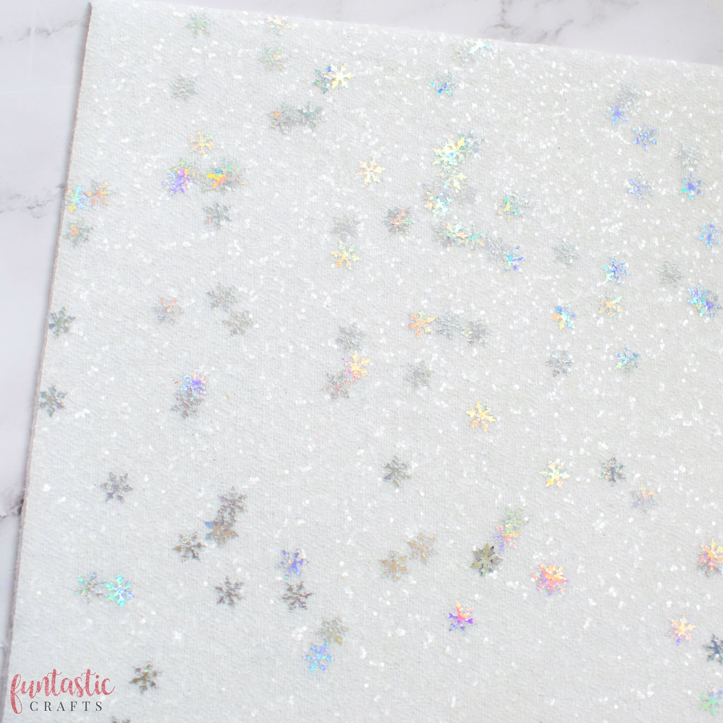 Silver Snowflakes Chunky Glitter Fabric