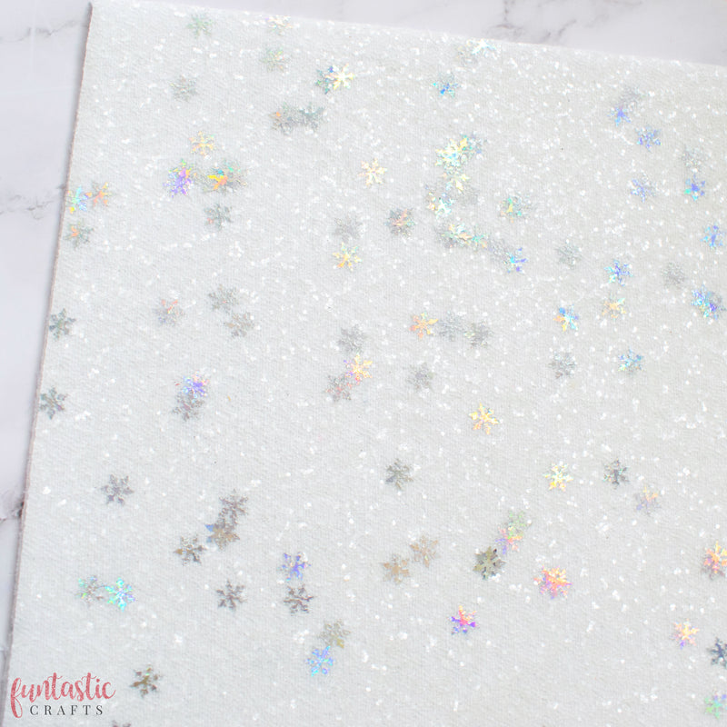 Silver Snowflakes Chunky Glitter Fabric