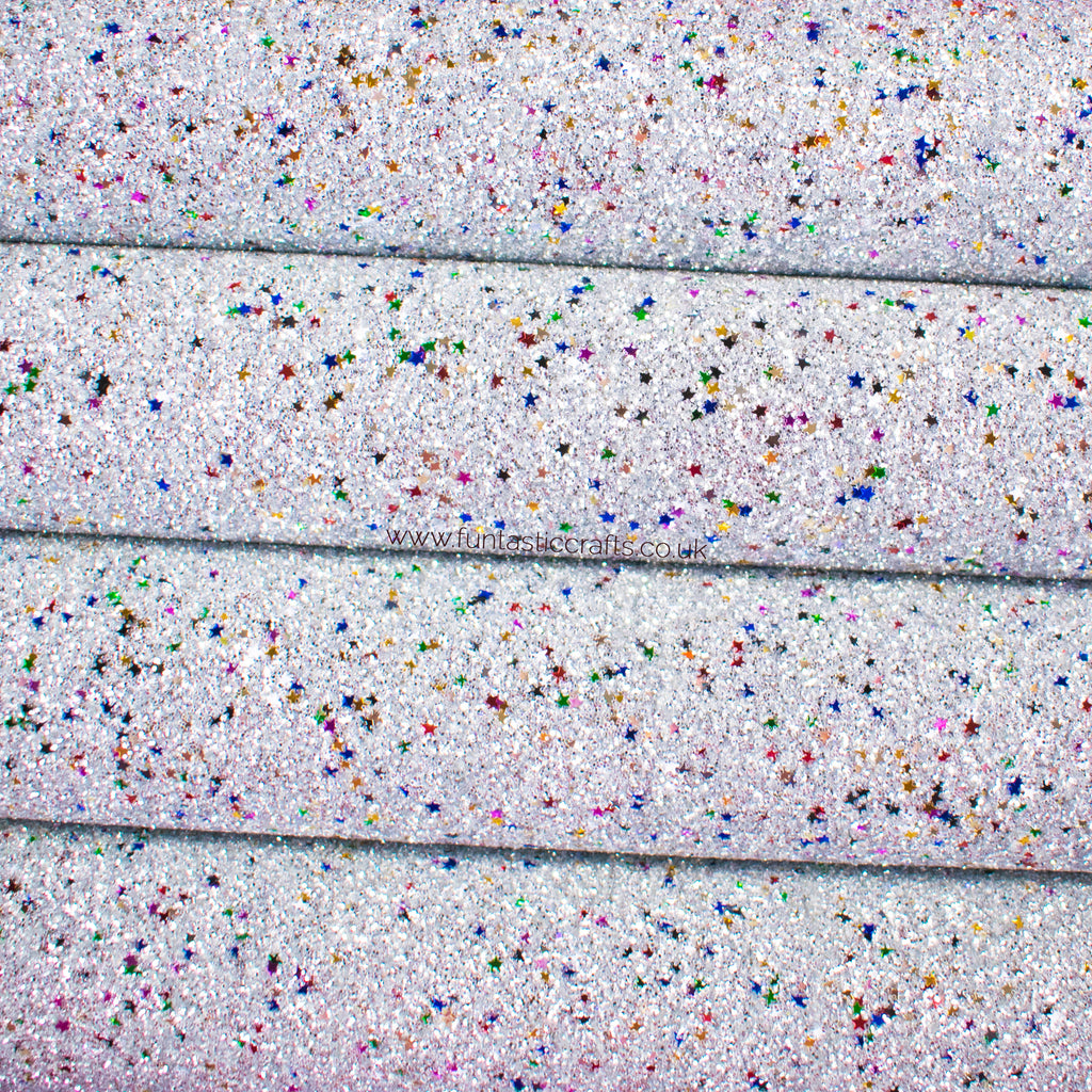 Silver Christmas Stars - Christmas Chunky Glitter Fabric