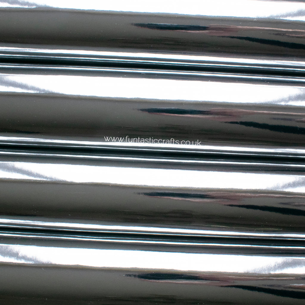 Silver Mirrored Leatherette Fabric