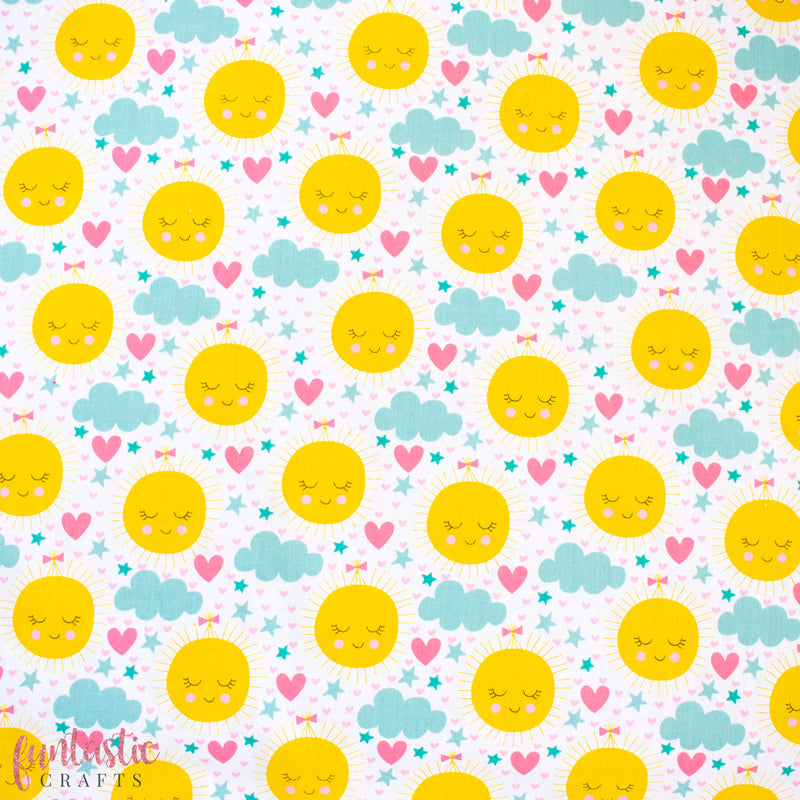 Smiley Sun Polycotton Fabric
