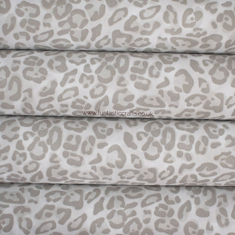 Smoke Grey Leopard Print Faux Suede Fabric