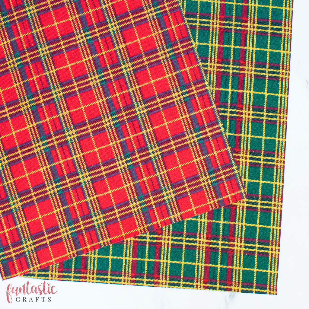 Metallic Gold Tartan Christmas Fabric Felt