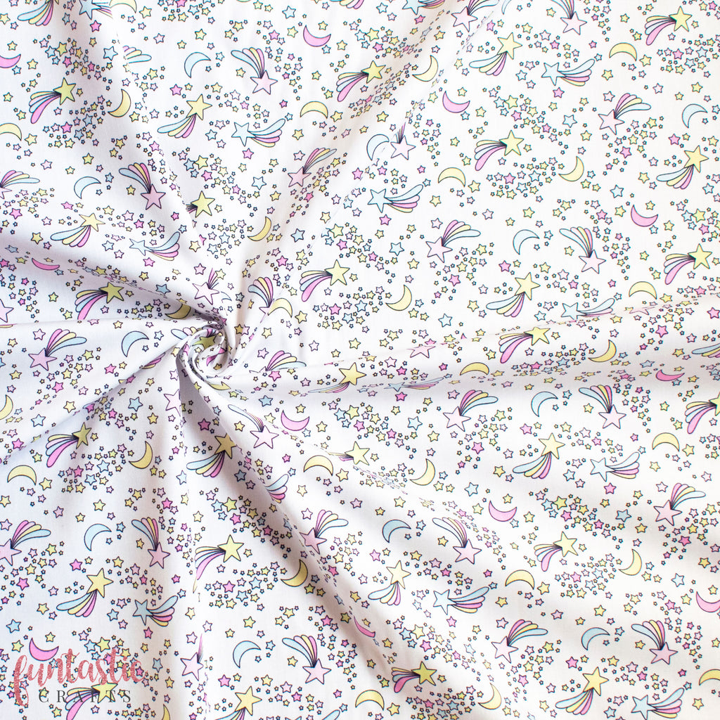 Ivory Shooting Stars - 100% Cotton Fabric by Rose and Hubble